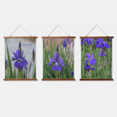 パープルアイリスボタニカルフォトフローラ 吊り下げ型タペストリー (トリプル)