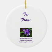 パープルアイリスボタニカルフローラオーナメント セラミックオーナメント (裏面)