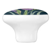 パープルアイリスボタニカルフローラプレーンダークターコイズ セラミックノブ (側面)