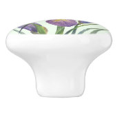 パープルアイリスボタニカルフローラプレーン鴨エッグブルー セラミックノブ (側面)