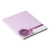 パープルアイリスボタニカルフローラ水玉模様 ノートパッド (アングル)