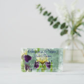 パープルアイリス印象派絵画フローラの芸術 名刺 (スタンド正面)