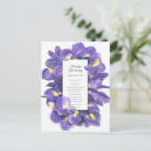 パープルアイリス素晴らしズ水彩フローラ誕生日 ポストカード (スタンド正面)