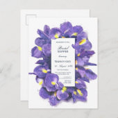 パープルアイリス素晴らしズ水彩ブライダルシャワー インビテーションポストカード (正面/裏面)