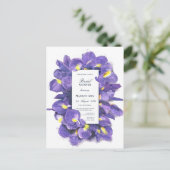 パープルアイリス素晴らしズ水彩ブライダルシャワー インビテーションポストカード (スタンド正面)