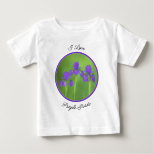 パープルアイリス絵画ズ – オリジナルフラワーアート ベビーTシャツ