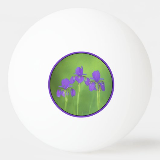 パープルアイリス絵画ズ – オリジナルフラワーアート 卓球ボール (正面)