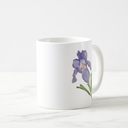 パープルアイリス絵画フラワーズストーンコースター コーヒーマグカップ (正面右)