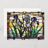 パープルアイリス花ステンドグラス ポストカード (正面/裏面)