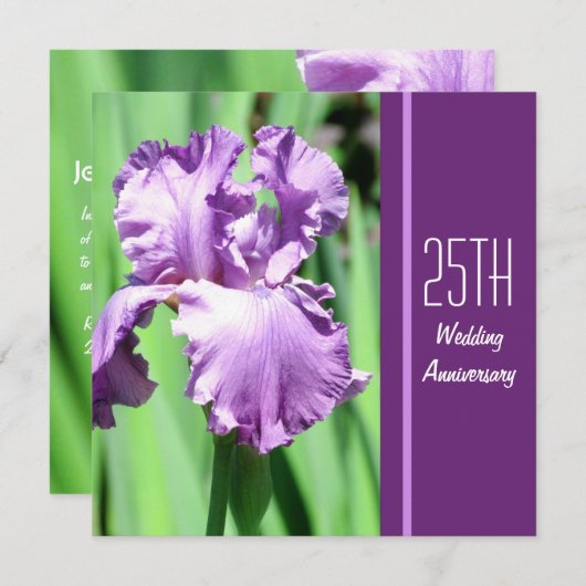 パープルアイリス ウェディングアニバーサリー ご招待 招待状 (正面/裏面)
