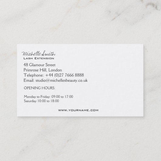 パープルアイ まつげエクステンション 長いまつげ アイコン 名刺 (裏面)