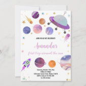 パープルアウター空間誕生日招待状 招待状 (正面)