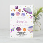パープルアウター空間誕生日招待状 招待状 (スタンド正面)