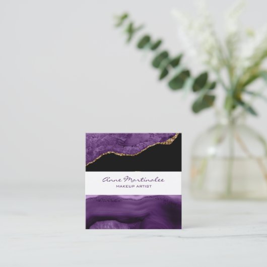 パープルアガテスクエアビジネスカード スクエア名刺 (スタンド正面)