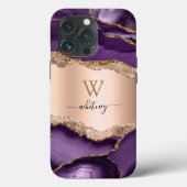 パープルアガテマーブルバラ金ゴールドモダングリッター Case-Mate iPhoneケース (裏面)