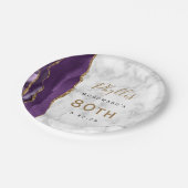 パープルアガテマーブル金ゴールドスクリプト80誕生日 ペーパープレート (アングル)