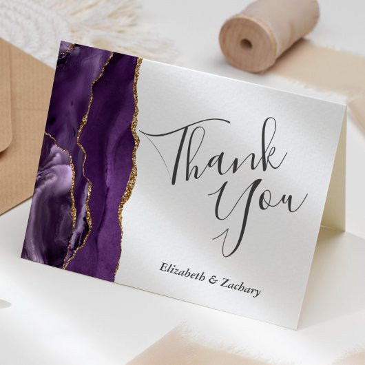 パープルアガテ結婚金ゴールドありがとう カード