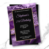 パープルアガテ金ゴールドグリッターグラム21歳の誕生日 招待状