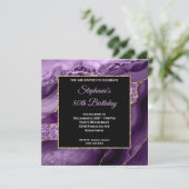 パープルアガテ金ゴールドグリッターグラム50誕生日 招待状 (スタンド正面)