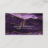 パープルアガテ金ゴールドグリッタースクリプトモノグラム 名刺 (正面)