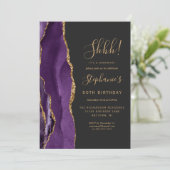 パープルアガテ金ゴールドサプライズ50th誕生日パーティー 招待状 (スタンド正面)