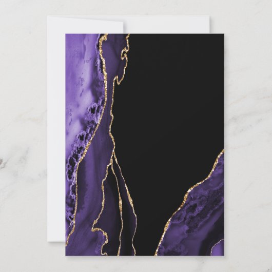 パープルアガテ金ゴールドブラック30歳の誕生日 招待状 (裏面)