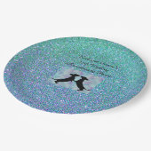 パープルアクアグラデーショングリッターダシュント紙プレート ペーパープレート (アングル)