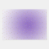 パープルアクアグラデーション金ゴールドハートラブ ラッピングペーパーシート (正面3)