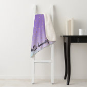 パープルアクアグラデーション金ゴールドハート シェルパブランケット (インサイチュ)