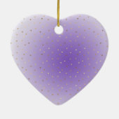 パープルアクアグラデーション金ゴールドハート セラミックオーナメント (裏面)