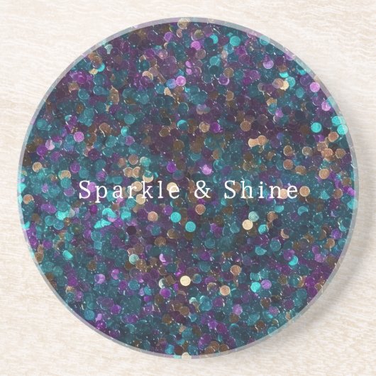 パープルアクアグラム金ゴールドマーメイドスパークル コースター (正面)