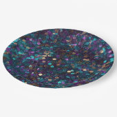パープルアクアグラム金ゴールドマーメイドスパークル ペーパープレート (アングル)