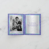 パープルアクアグリッター スノーフレーク フォト ありがとうカード サンキューカード (内部)