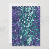 パープルアクアスパークルグリジージーマーメイド誕生日 招待状 (裏面)