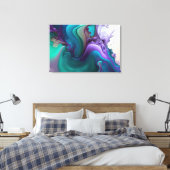 パープルアクアターコイズビューティフル抽象芸術フルードアート キャンバスプリント (インサイチュ (寝室))