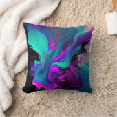 パープルアクアターコイズビューティフル抽象芸術フルードアート クッション (ブランケット)