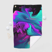 パープルアクアターコイズビューティフル抽象芸術フルードアート ゴルフタオル (インサイチュ)