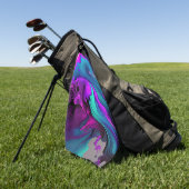 パープルアクアターコイズビューティフル抽象芸術フルードアート ゴルフタオル (グリーン)