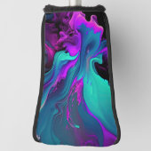 パープルアクアターコイズビューティフル抽象芸術フルードアート ゴルフヘッドカバー (回転90)