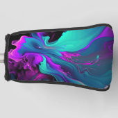 パープルアクアターコイズビューティフル抽象芸術フルードアート ゴルフヘッドカバー (正面)