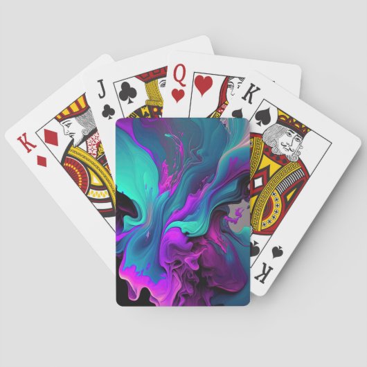 パープルアクアターコイズビューティフル抽象芸術フルードアート トランプ (裏面)