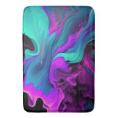 パープルアクアターコイズビューティフル抽象芸術フルードアート バスマット (正面縦)
