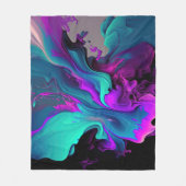 パープルアクアターコイズビューティフル抽象芸術フルードアート フリースブランケット (正面)