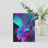 パープルアクアターコイズビューティフル抽象芸術フルードアート ポストカード (スタンド正面)