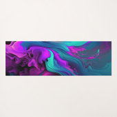 パープルアクアターコイズビューティフル抽象芸術フルードアート ヨガマット (裏面(横))