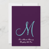 パープルアクアブルーダリア花びら結婚ズリサイクル 招待状 (裏面)