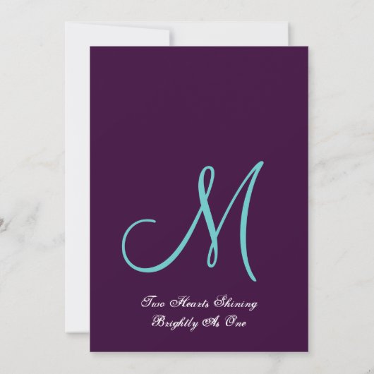 パープルアクアブルーダリア花びら結婚ズリサイクル 招待状 (裏面)