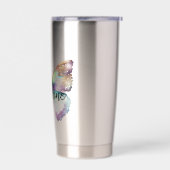 パープルアクアブルー金ゴールドミントバタフライ 保温保冷タンブラー (左面)