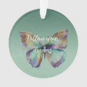 パープルアクアブルー金ゴールドミント蝶 オーナメント (正面)