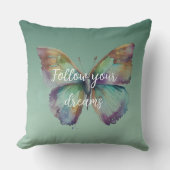 パープルアクアブルー金ゴールドミント蝶 クッション (正面)